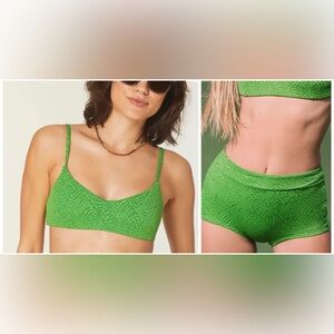 NWT Andie Zebra Holly Green Bikini SET with Molokai Top & Shortie Bottom, XL
